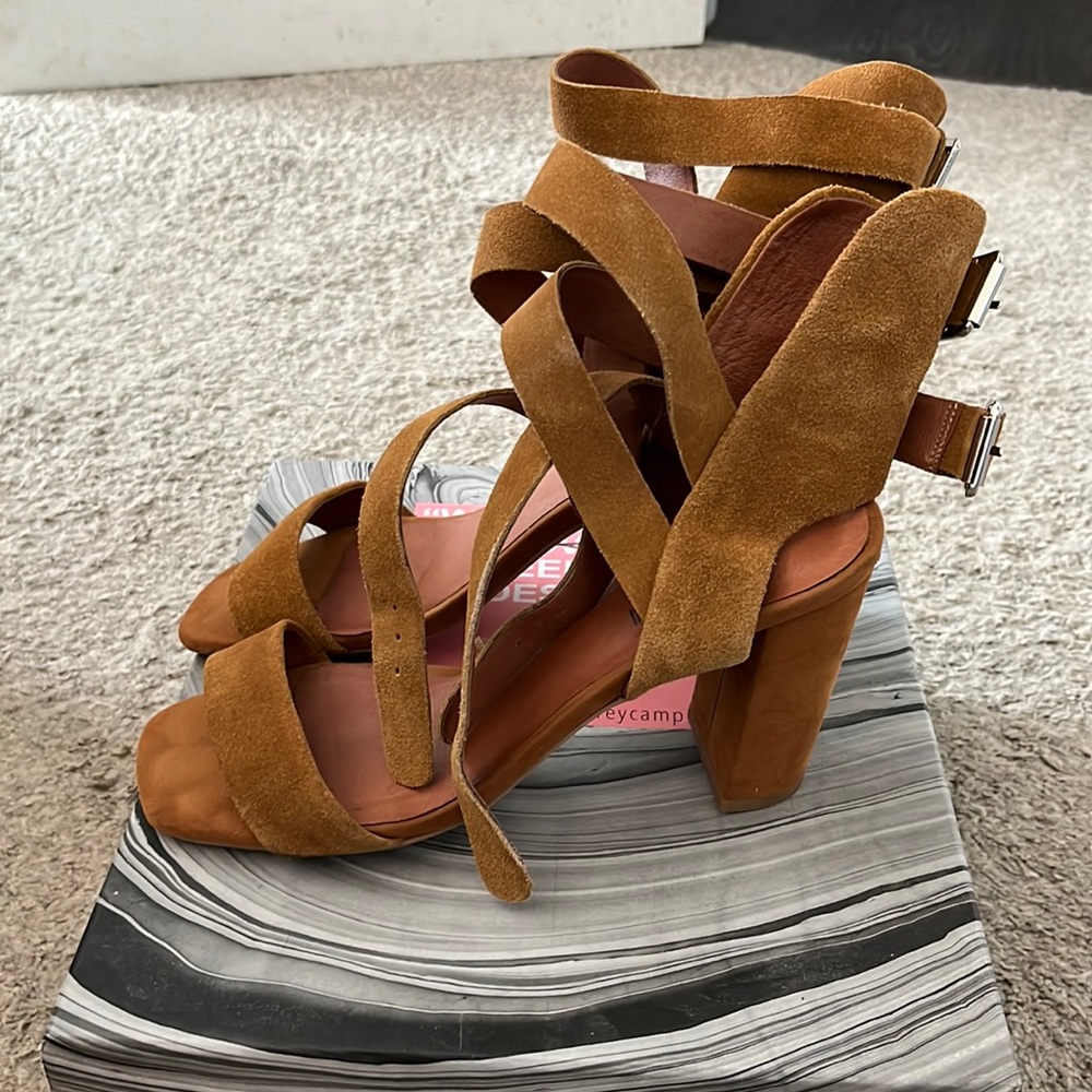Jeffrey Campbell, Eudora Tan Suede Sandals, Size 9
